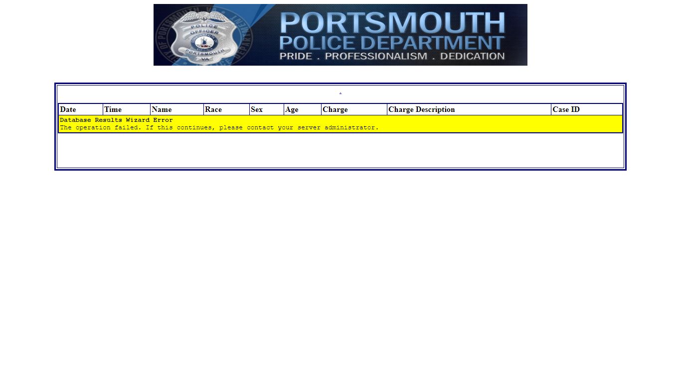 Portsmouth Police Department Arrest Search