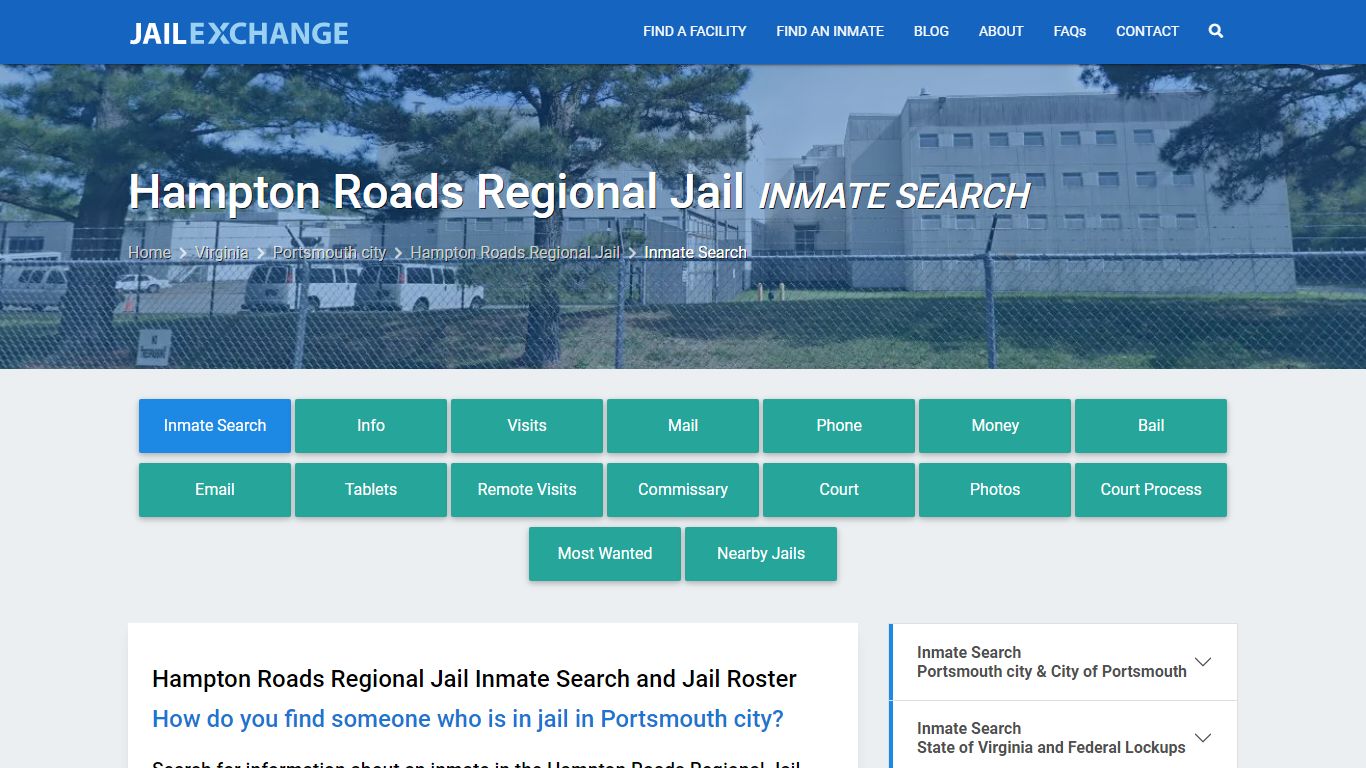 Inmate Search: Roster & Mugshots - Hampton Roads Regional Jail, VA